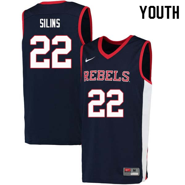 Karlis Silins Ole Miss Rebels NCAA Youth Navy #22 Stitched Limited College Football Jersey HSJ7458OP